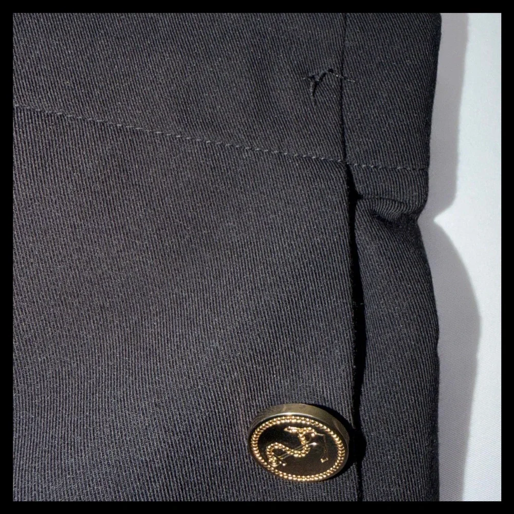 Ellison Sailor Pants Women Large Black Gold Button High Rise Wide Leg Trousers